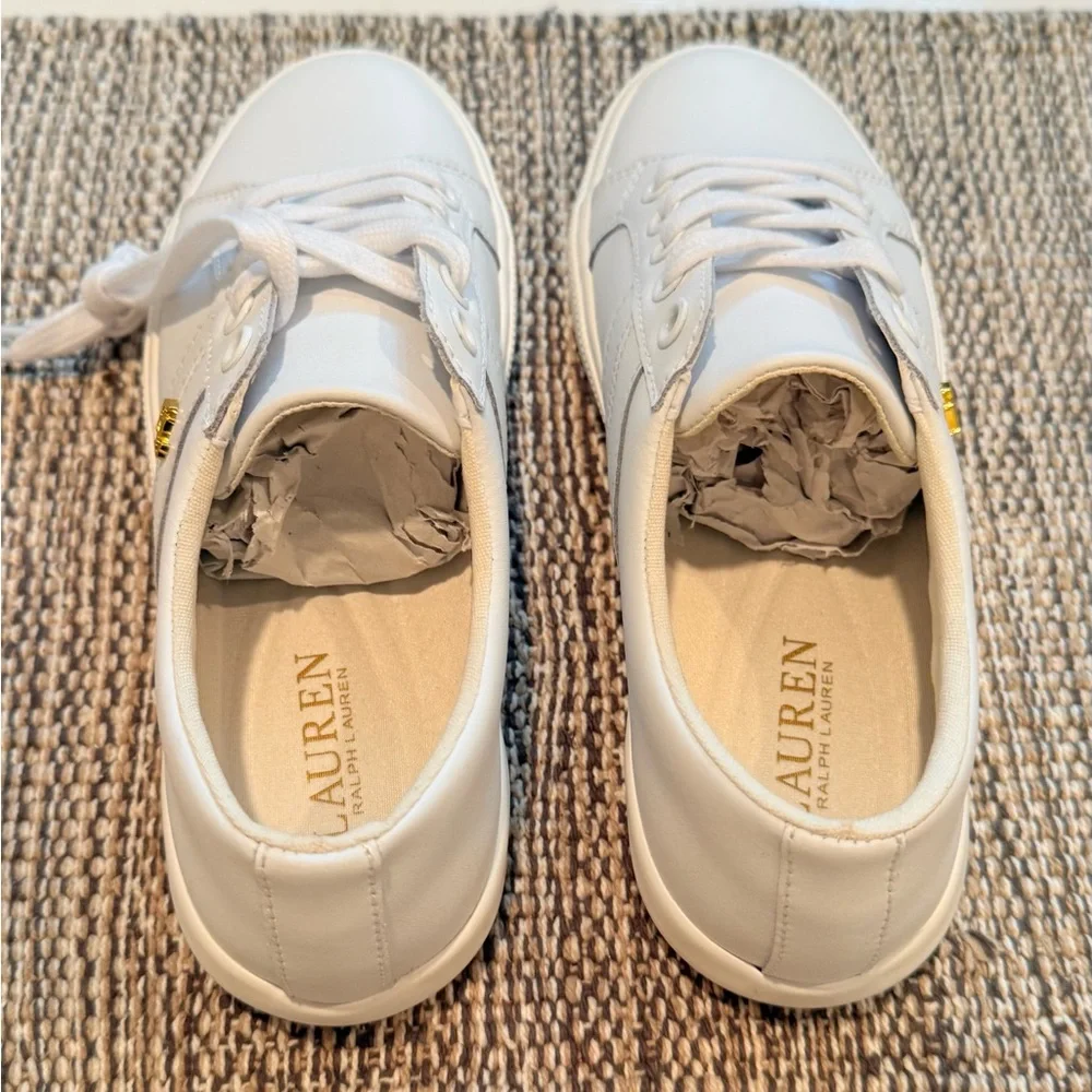 Lauren Ralph Lauren Janson II Leather Sneakers - White - Women's Size 6 - New - Picture 4 of 6